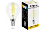 Feron 38249 Лампа светодиодная филамент LB-515, G45 (шар малый), 15W 230V E14 2700К
