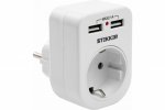 Feron Переходник сетевой с/з (+ 2 USB 2,1А), 250В, 16A, ADP16-24-20, белый 39626