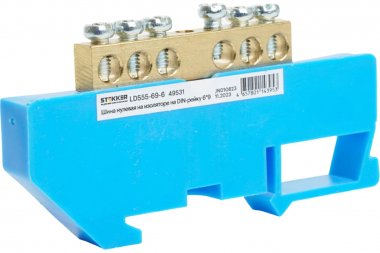 Фотография товара 'Feron 49531 LD555-69-6 Шина "N" на изоляторе 6*9 на DIN-рейку 6 выводов'