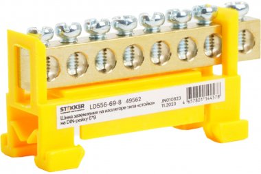 Фотография товара 'Feron 49562 LD556-69- 8 Шина "PE" на изоляторе 6*9 тип "стойка" на DIN-рейку 8 выводов'