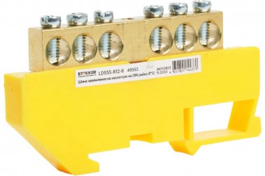 Фотография товара 'Feron 49552 LD555-812- 6 Шина "PE" на изоляторе 8*12 на DIN-рейку 6 выводов'