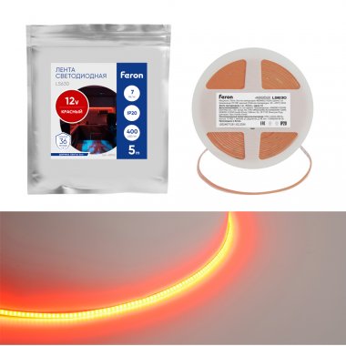 Фотография товара 'Feron 48952 Лента светодиодная 12V LS630, 400*COB, 7W/m, IP20'
