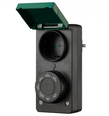 Фотография товара 'Feron Розетка  (суточная механическая), IP44, 230V, 2300Вт/10А цвет черный, зеленый, 51434'