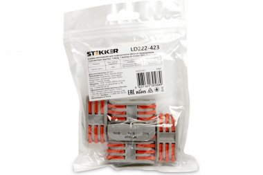 Фотография товара 'Feron Клемма монтажная для фазных проводников, 3 контактные группы, (DIY упак 5 шт), LD222-423 39487'