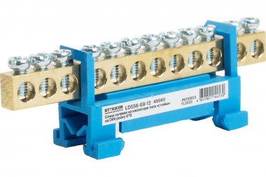 Фотография товара 'Feron 49560 LD556-69-12 Шина "N" на изоляторе 6*9 тип "стойка" на DIN-рейку 12 выводов'