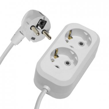 Фотография товара 'Feron Удлинитель двухместный с/з 3x0,75, 2м, серия Home, HM01-21-02 (У10-001), белый 39205'