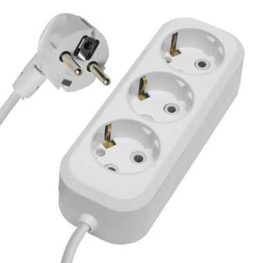 Фотография товара 'Feron Удлинитель трехместный с/з 3x0,75, 3м, серия Home, HM01-31-03 (У10-002), белый 39214'