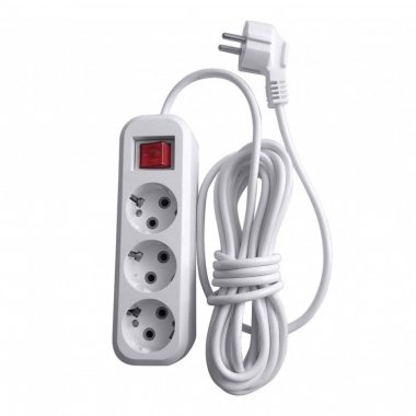 Фотография товара 'Feron Удлинитель трехместный с/з с выключателем, 3x0,75, 7м, серия Home, HM03-31-07 (У10А-002), белый 39200'