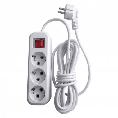 Фотография товара 'Feron Удлинитель трехместный с/з с выключателем, 3x0,75, 10м, серия Home, HM03-31-10 (У10А-002), белый 39522'