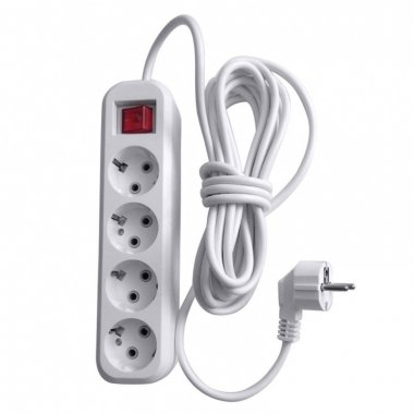 Фотография товара 'Feron Удлинитель четырехместный с/з с выключателем, 3x0,75, 7м, серия Home, HM03-41-07 (У10А-003), белый 39526'