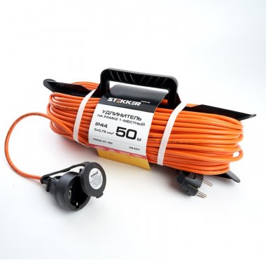 Фотография товара 'Feron Удлинитель на рамке 1-местный с/з, 3*0,75, 50м, оранжевый, (Атлант, 40186), HM02-01-50 39497'