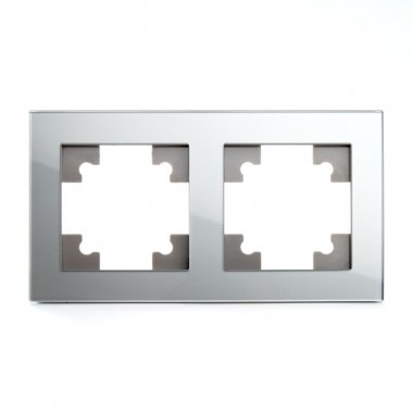 Фотография товара 'Feron Рамка горизонтальная 2-местная, серия Катрин, GFR00-7002-03, серебро 39532'