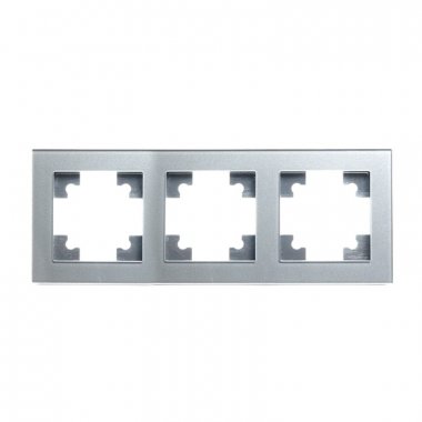 Фотография товара 'Feron Рамка горизонтальная 3-местная, серия Катрин, GFR00-7003-03, серебро 39533'