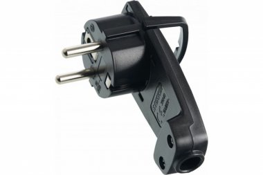 Фотография товара 'Feron Вилка угловая плоская с кольцом с/з, PPG16-45-202, черный 39040'