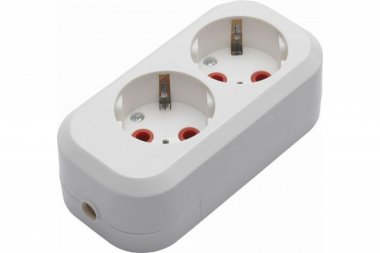 Фотография товара 'Feron Розетка переносная разборная 2-местная с/з, PST16-210-20, белый 39010'