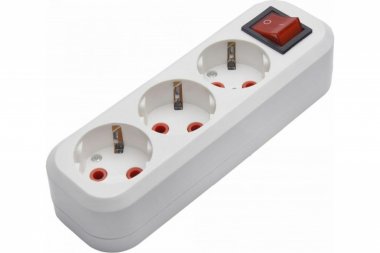 Фотография товара 'Feron Розетка переносная разборная 3-местная с/з с выключателем PST16-311-20, белый 39014'