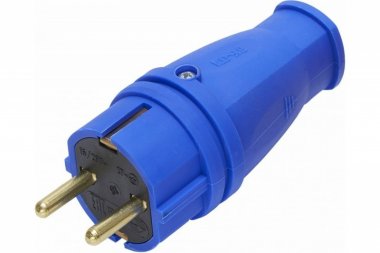 Фотография товара 'Feron Вилка прямая с/з, каучук 250В, 16A, IP44, RPG16-21-441 (В 16-001), синий 39161'