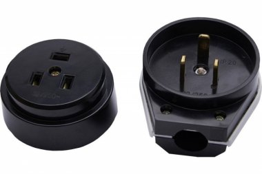 Фотография товара 'Feron Вилка с розеткой разборные для плит с/з, PPG32-51-20, черный 39017'