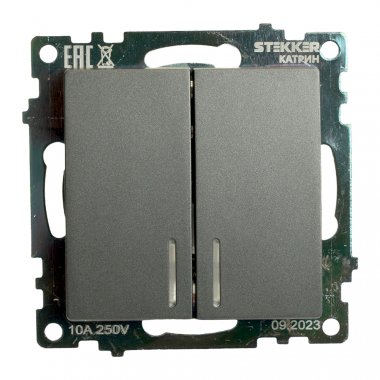 Фотография товара 'Feron 49409 Выключатели двухклавишный STEKKER GLS10-7102-06, серия Катрин'