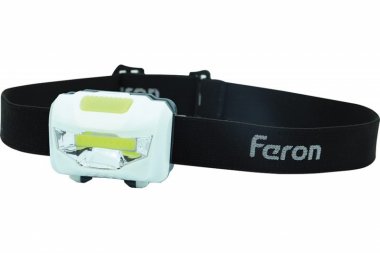 Фотография товара 'Feron Фонарь налобный светодиодный, работающий от батареек 3*AAA, 3W 1COB, IP44, пластик, TH2300 41679'