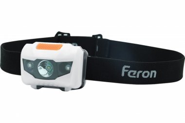 Фотография товара 'Feron Фонарь налобный светодиодный, работающий от батареек 3*AAA, 1LED+2RED, IP44, пластик, TH2302 41681'