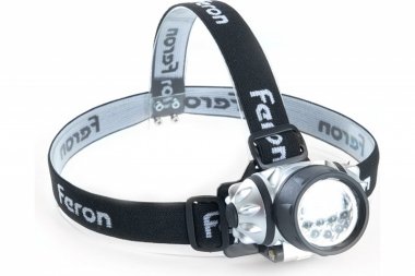 Фотография товара 'Feron Фонарь налобный светодиодный, работающий от батареек 3*AAA, 1W 7LEDs, IP44, пластик, TH2303 41707'