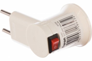 Фотография товара 'Feron Патрон-переходник с E27 на розетку (для лампы E27), с выключ., 230V, пластик, белый, 40*60мм, LH61 41039'