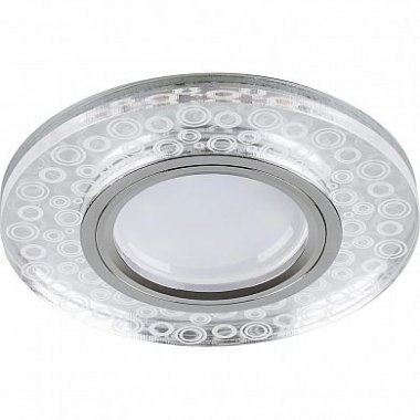 Фотография товара 'Feron CD961 Светильник встраиваемый с LED подсветкой потолочный MR16 G5.3 прозрачный, хром 32994'