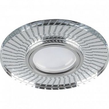 Фотография товара 'Feron CD979 Светильник встраиваемый с LED подсветкой потолочный MR16 G5.3 прозрачный, хром 32995'