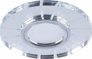 Фотография товара 'Feron CD982 Светильник встраиваемый с LED подсветкой потолочный MR16 G5.3 прозрачный, хром 32439'