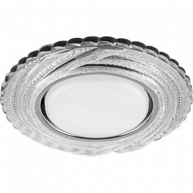 Фотография товара 'Feron CD4037 Светильник встраиваемый с LED подсветкой потолочный GX53 без лампы, прозрачный, хром 40504'