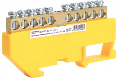 Фотография товара 'Feron 49547LD555-69-10 Шина "PE" на изоляторе 6*9 на DIN-рейку 10 выводов'