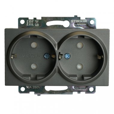 Фотография товара 'Feron 49425 Розетка STEKKER GLS16-7114-06 на 2 гнездо, с заземлением'