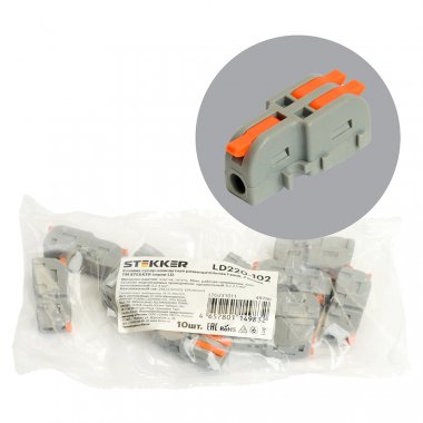 Фотография товара 'Feron 49790 Клемма пружинная компактная STEKKER LD220-102, 3-проводная 0,2-4мм2, 450В, 32А'