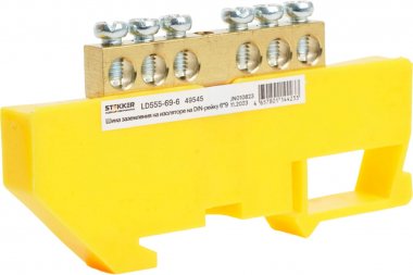 Фотография товара 'Feron 49545 LD555-69-6 Шина "PE" на изоляторе 6*9 на DIN-рейку 6 выводов'