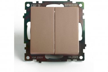 Фотография товара 'Feron 49169 Выключатель двухклавишный STEKKER GLS10-7107-02, серия Катрин'