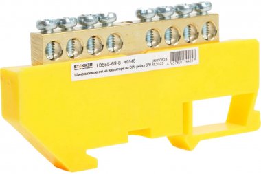 Фотография товара 'Feron 49546 LD555-69-8 Шина "PE" на изоляторе 6*9 на DIN-рейку 8 выводов'