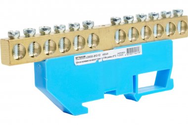 Фотография товара 'Feron 49541 LD555-812-12 Шина "N" на изоляторе 8*12 на DIN-рейку 12 выводов'