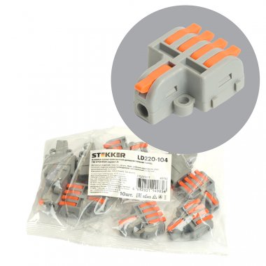 Фотография товара 'Feron 49792 Клемма пружинная компактная STEKKER LD220-104, 5-проводная 0,2-4мм2, 450В, 32А'