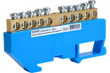 Фотография товара 'Feron 49533 LD555-69-10 Шина "N" на изоляторе 6*9 на DIN-рейку 10 выводов'