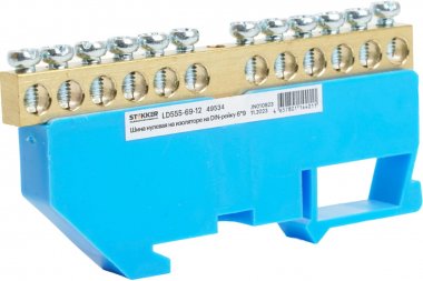 Фотография товара 'Feron 49534 LD555-69-12 Шина "N" на изоляторе 6*9 на DIN-рейку 12 выводов'