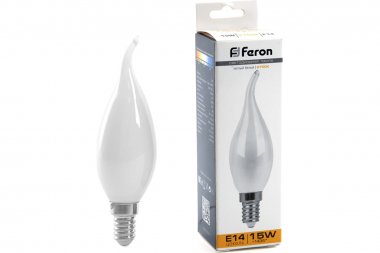 Фотография товара 'Feron 38260 Лампа светодиодная филамент LB-718, C35T (свеча на ветру), 15W 230V E14 2700К'