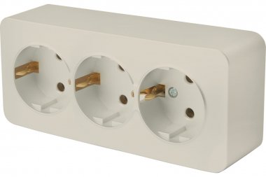 Фотография товара 'Feron 49501 Розетка STEKKER MST16-13-04 на 3 гнездо, с заземлением'