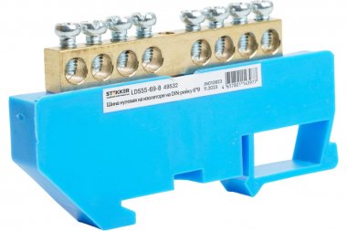 Фотография товара 'Feron 49532 LD555-69-8 Шина "N" на изоляторе 6*9 на DIN-рейку 8 выводов'