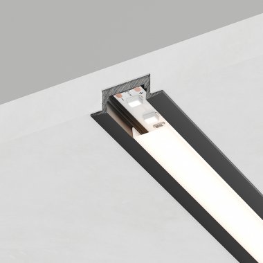 Фотография товара 'Feron Профиль встраиваемый для светодиодной ленты «встраиваемый», цвет черный, в комплекте 2 заглушки, экран, 2000*22*6мм, 52089'