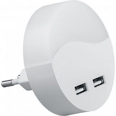 Фотография товара 'Feron FN1122 Светильник-ночник c USB выходами 0,45W 230V круг'