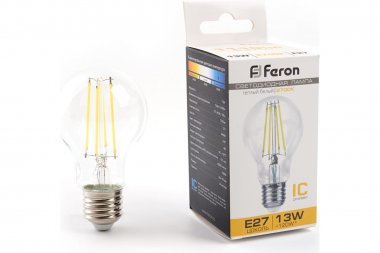 Фотография товара 'Feron 38239 Лампа светодиодная филамент LB-613, A60 (шар), 13W 230V E27 2700К'