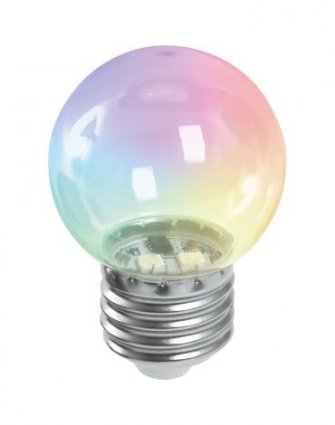 Фотография товара 'Feron LB-37 Лампа светодиодная Шарик прозрачный E27 1W RGB быстрая смена цвета'