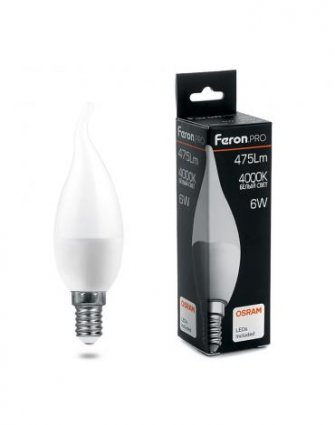 Фотография товара 'Feron LB-1306 Лампа светодиодная Свеча E14 6W 4000K'