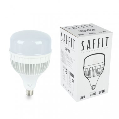 Фотография товара 'Лампа светодиодная SAFFIT , T140 (промышленная), 200W 230V E27-E40 6400К (дневной), рассеиватель матовый белый, 18000Lm, угол рассеивания 220°, 55268'